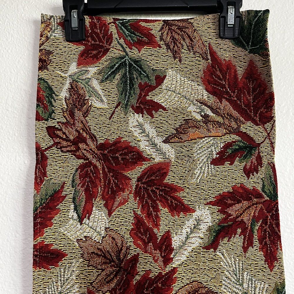 Vintage Tapestry Table‎ Runner Autumn Fall Leaves Orange Red Yellow 12x68